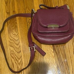Kate Spade Burgundy Leather Crossbody Bag with Adjustable Strap